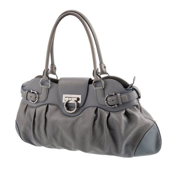 Salvatore Ferragamo Gancini Charm Gathered Leather Tote - Picture 2 of 5